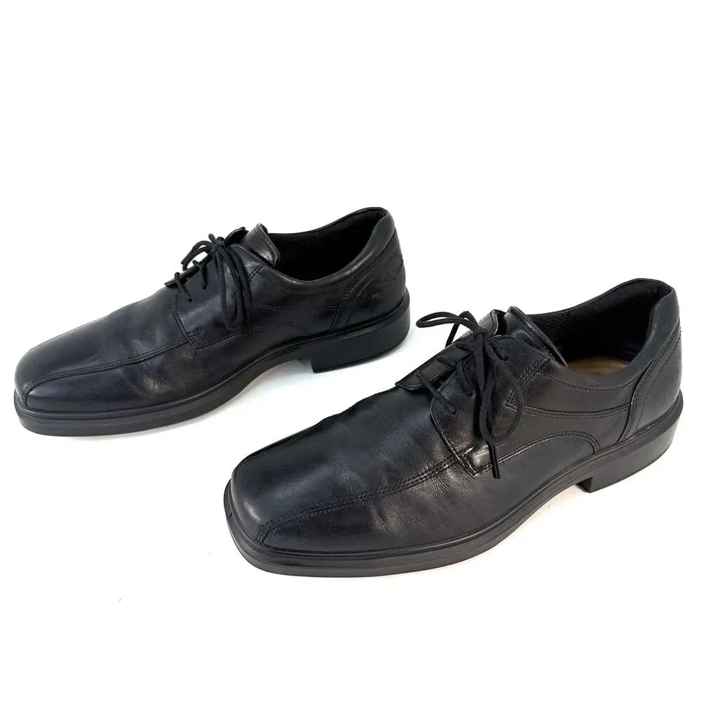 ECCO Helsinki 2 Bicycle Toe Black Lace Up Dress Shoes Men's Size 44 EU